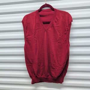 Unbranded XXL Mens Burgundy Wool V-Neck Sweater Vest Made in Italy Red Vintage